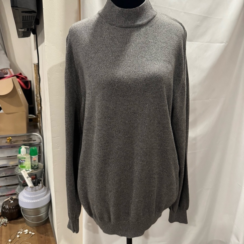 Toscano Grey Mock Turtleneck Sweater Cotton Blend Ladies Size Medium